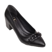 M2S Siyah Kare Topuk Kadın Klasik Ayakkabı - 6