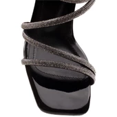 M2S Siyah Şeffaf Topuk Bilek Taşlı Kadın Şık Abiye Ayakkabı thumbnail 6