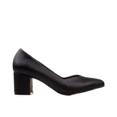 M2S Siyah Kare Topuk Kadın V Model Klasik Ayakkabı thumbnail 1