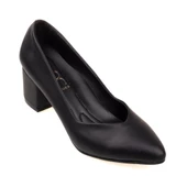 M2S Siyah Kare Topuk Kadın V Model Klasik Ayakkabı thumbnail 6