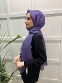 Siyane Scarf Tül Görünümlü Şal - Pırlanta Abiye Düğünlük Şal 00790  MOR - 2