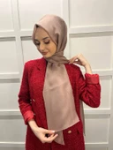 Siyane Scarf Tül Görünümlü Şal - Pırlanta Abiye Düğünlük Şal 00790  AÇIK KAHVE thumbnail 1