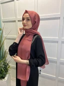 Siyane Scarf Tül Görünümlü Şal - Pırlanta Abiye Düğünlük Şal 00790  GÜL KURUSU - 3