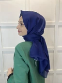 Siyane Scarf Tül Görünümlü Şal - Pırlanta Abiye Düğünlük Şal 00790  LACİVERT thumbnail 3