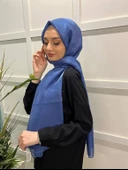 Siyane Scarf Tül Görünümlü Şal - Pırlanta Abiye Düğünlük Şal 00790  İNDİGO thumbnail 2