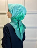 Eflatun Scarf Dijital Baskı Renkli Rayon Eşarp 00749  MİNT YEŞİLİ thumbnail 2