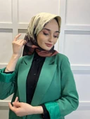 Eflatun Scarf Dijital Baskı Renkli Rayon Eşarp 00749  KAHVERENGİ - 1
