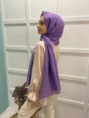 Siyane Scarf Parlak Tek Renk Jazz Pes Şal 00514  LİLA thumbnail 1