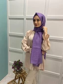 Siyane Scarf Parlak Tek Renk Jazz Pes Şal 00514  LİLA thumbnail 2