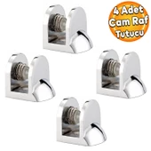 Tırnak Lüx Metal Cam Raf Tutucu Cam Etejer Menteşesi Krom Metal Vidalı 12 mm (4 Adet) - 1