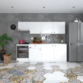 Kenzlife hazır mutfak seti nayakan byz 240 cm genişlik üst tezgahsız ankastre fırın modüllü thumbnail 1