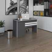 Kenzlife ofis masası kamikaze gri sağ 75*130*80 raflı dolap şeritli bilgisayar çalışma masası - 1