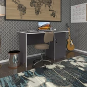 Kenzlife ofis masası kamikaze gri sağ 75*150*80 kilitli kapaklı dolap şeritli bilgisayar çalışma masası - 2