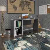 Kenzlife ofis masası yoko ono gri sol 75*140*80 raflı dolap eşkenar bilgisayar çalışma masası - 2