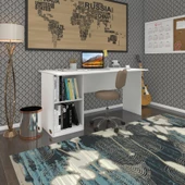 Kenzlife ofis masası yoko ono byz sol 75*140*80 raflı dolap eşkenar bilgisayar çalışma masası - 2
