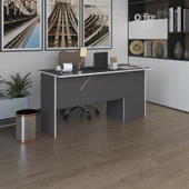 Kenzlife ofis masası yoko ono gri sol 75*140*80 raflı dolap eşkenar bilgisayar çalışma masası - 1