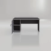 Kenzlife ofis masası yoko ono gri sol 75*140*60 kilitli kapaklı dolap eşkenar bilgisayar çalışma masası thumbnail 3