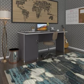 Kenzlife ofis masası yoko ono gri sol 75*170*80 kilitli kapaklı dolap eşkenar bilgisayar çalışma masası thumbnail 2