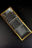 Digithome 3 Bölmeli Cam Servis ve Sunum Tabağı Gold Yaldızlı 39,5 Cm – ST.KFS.750 C320.035 - 2