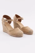 Kadın Dolgu Topuklu Sandalet Hasır Önü Kapalı Rahat Yazlık 106.001 - 1
