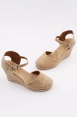 Kadın Dolgu Topuklu Sandalet Hasır Önü Kapalı Rahat Yazlık 106.001 - 5