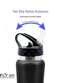 Pipetli Çift Katmanlı Hem Sıcak Hem Soğuk Muhafazalı Termos Sportif Emzikli Matara Suluk 500 ML - 2