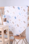 Babyhola Müslin Örtü 80x80cm Bulut Desen Organik Hediyelik Emzirme Alt Açma Yenidoğan Puset Örtüsü - 5