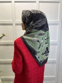 Eflatun Scarf Dijital Baskı Tomurcuk Desen Rayon Eşarp 00749  HAKİ - 1