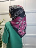 Eflatun Scarf Dijital Baskı Tomurcuk Desen Rayon Eşarp 00749  VİŞNE - 1