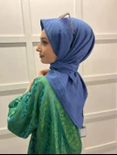 Loryan Scarf Kare Bambu Kraş Viva Eşarp 00832  KOT MAVİSİ thumbnail 3