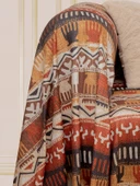 SoftMicro Etnik Desenli Boho 180x220 cm Koltuk Örtüsü Şalı, Kanepe Örtüsü, Tv Battaniyesi Toprak - 4