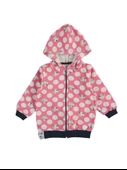 Kız Çocuk Pudra Pembe Renk Puantiyeli Mevsimlik Kapüşonlu Hırka - 1