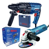 Bosch Professional GBH 240 Kırıcı Delici + Professional GWS 750-115 Avuç Taşlama Makinesi Carton - 0615990N1W - 1
