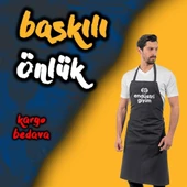 3'lü Özel Baskılı Boyundan Askılı Önlük, Kahverengi -140E255- - 1