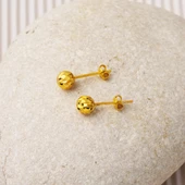 22 Ayar Buzul Altın Top Küpe 6 mm. thumbnail 3