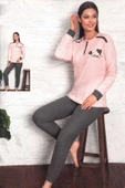 Fawn Kadın Love İnterlok Uzun Kol  Manşetli Pijama Takımı (8212) - 2