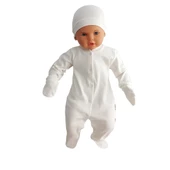 Sade Krem Bereli Eldivenli Tulum Bebek Takımı - 1