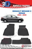 Renault Megane 2 Sedan 2004-2009 Ve Sonrası 3D Paspas Takımı Bizymo - 2