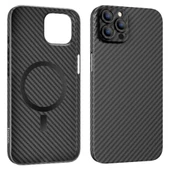Polham 0.6MM Kamera Korumalı Magsafeli İphone 14 Plus Darbe Emici Telefon Kılıfı, Karbon Fiber Kılıf - 1