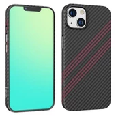 Polham 0.6mm Karbon Fiber Phone 14 Kılıf, Darbe Emici, Mat, Karbon Fiber, Parmak İzi Bırakmaz Kılıf - 1