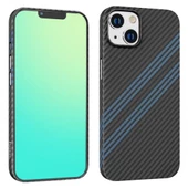 Polham 0.6mm Karbon Fiber Phone 14 Kılıf, Darbe Emici, Mat, Karbon Fiber, Parmak İzi Bırakmaz Kılıf - 5