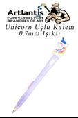 Işıklı Unicorn Uçlu Kalem 0.7 1 Adet Unicorn Başlıklı Versatil Kalem Süslü Silikonlu Hediyelik Kalem - 2