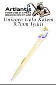 Işıklı Unicorn Uçlu Kalem 0.7 1 Adet Unicorn Başlıklı Versatil Kalem Süslü Silikonlu Hediyelik Kalem - 4