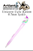 Işıklı Unicorn Uçlu Kalem 0.7 1 Adet Unicorn Başlıklı Versatil Kalem Süslü Silikonlu Hediyelik Kalem - 3