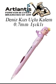 Işıklı Deniz Kızı Uçlu Kalem 0.7 1 Adet Denizkızı Başlıklı Versatil Kalem Süslü Silikonlu Hediyelik Kalem - 2