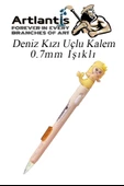 Işıklı Deniz Kızı Uçlu Kalem 0.7 1 Adet Denizkızı Başlıklı Versatil Kalem Süslü Silikonlu Hediyelik Kalem - 4