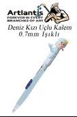 Işıklı Deniz Kızı Uçlu Kalem 0.7 1 Adet Denizkızı Başlıklı Versatil Kalem Süslü Silikonlu Hediyelik Kalem - 1