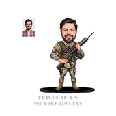 Kişiye Özel Asker Karikatürlü 3D Ahşap Biblo,Sevgiliye Hediye,Doğum Günü Hediyesİ, - 3