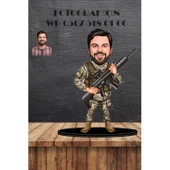 Kişiye Özel Asker Karikatürlü 3D Ahşap Biblo,Sevgiliye Hediye,Doğum Günü Hediyesİ, - 1