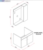 Karen Banyo Gümüş 65 Cm Lavabolu Banyo Dolabı Retro Gümüş-Beyaz Lavabo Dahil - 5